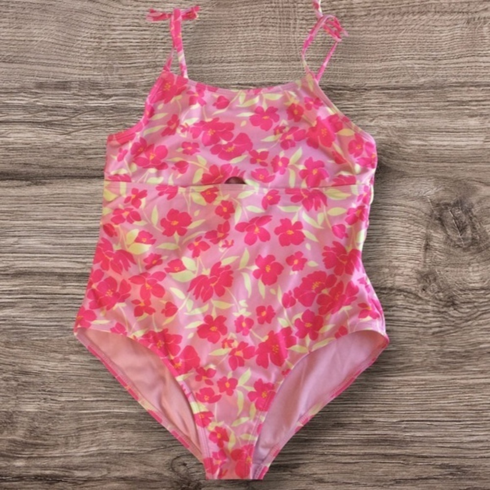 Wonder nation, pink floral swimsuit, XL 14–16